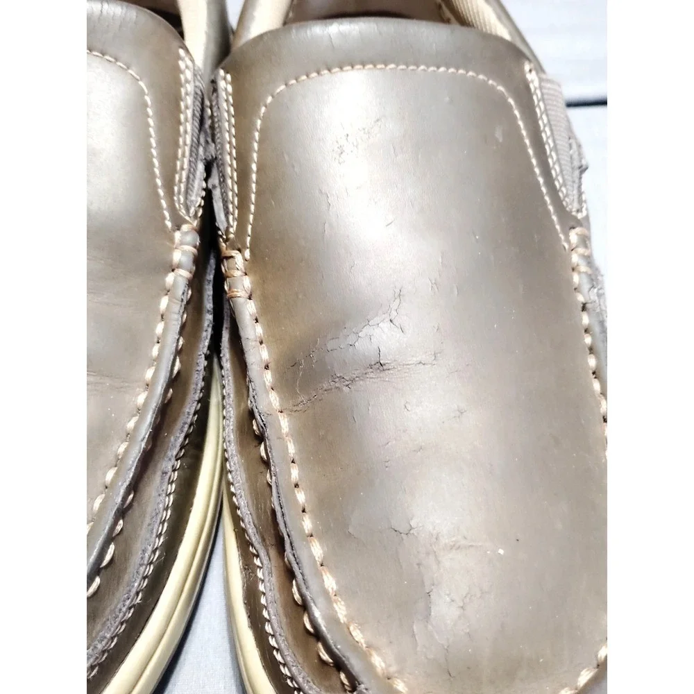 Margaritaville Men 10 Brown Resort Leather Loafers Starboard Casual Boat Shoes*
